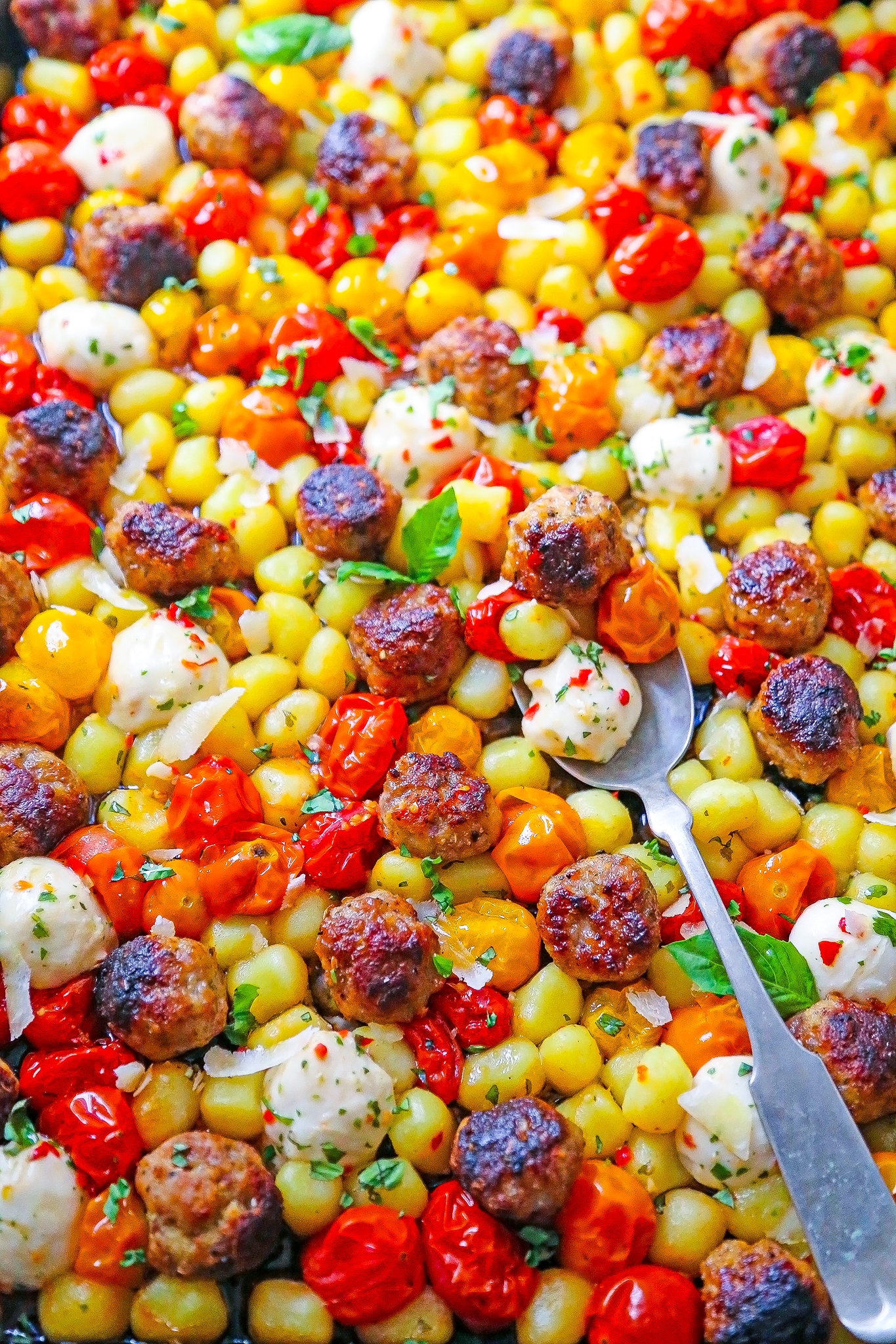 20-Minute Sheet Pan Gnocchi with Sausage Meatballs