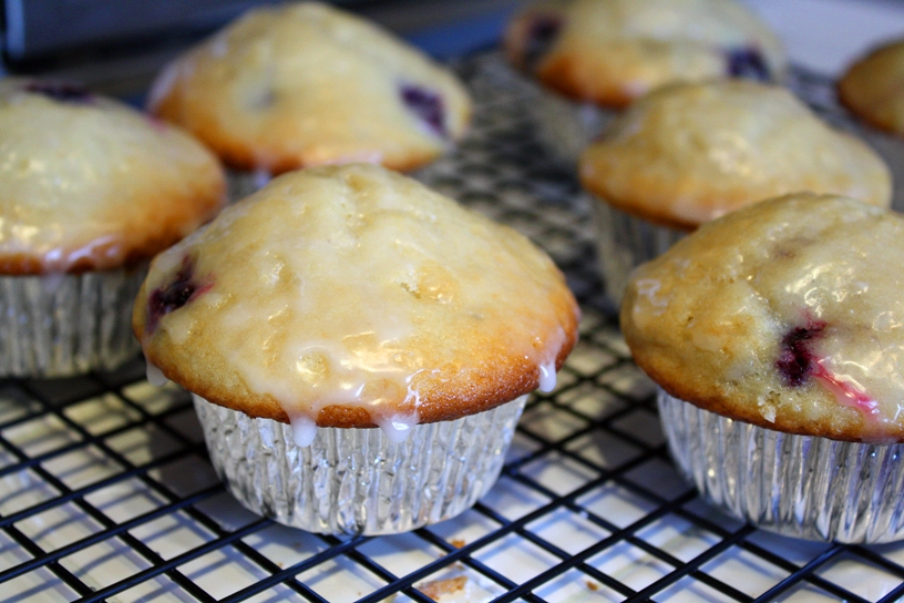 Lemon-Glazed Buttermilk Blueberry Muffins