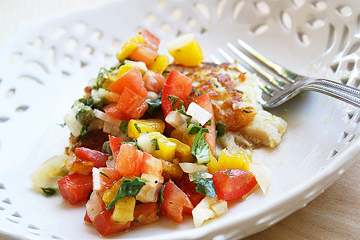 Potato-Crusted Snapper with Bell Pepper Salsa