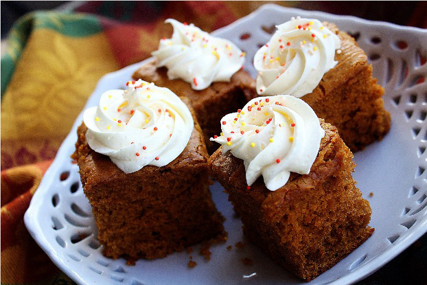 Pumpkin Gingerbread Cake with Spiced Cream Cheese Frosting