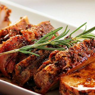 Roast Pork Loin with Bacon and Brown Sugar Glaze