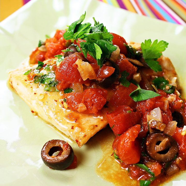 Red Snapper with Tomatoes, Olives and Onions