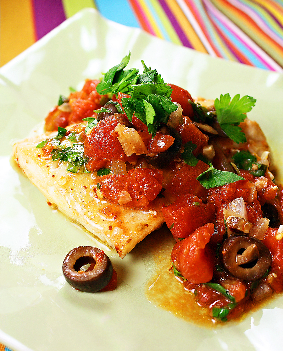 Red Snapper with Tomatoes, Olives and Onions