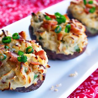 Potato Skins with Cheddar, Bacon and Shallots