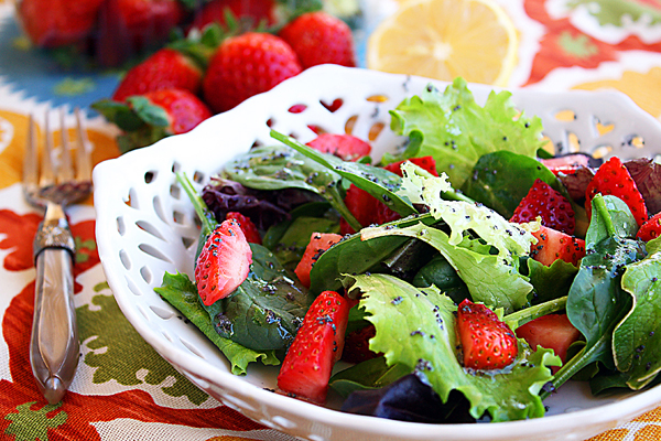 Strawberry and Mixed Green Salad with Poppy Seed Vinaigrette