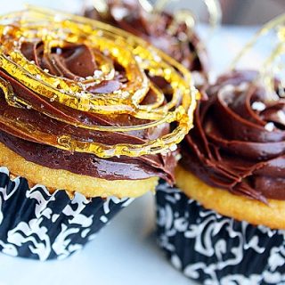 Salted Caramel Cupcakes with Chocolate Bourbon Buttercream