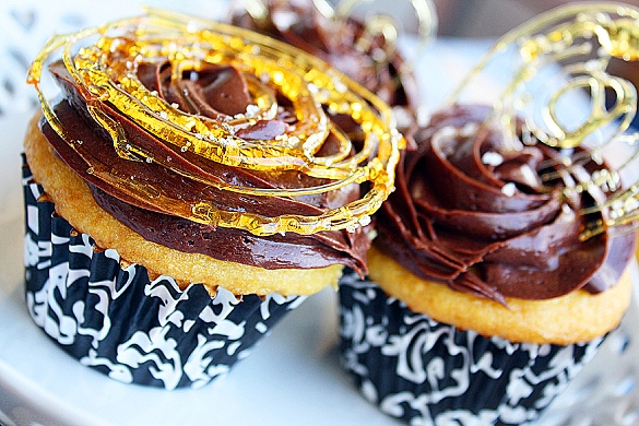 Salted Caramel Cupcakes with Chocolate Bourbon Buttercream