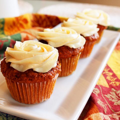 Moist Carrot Cupcakes with Cream Cheese Frosting