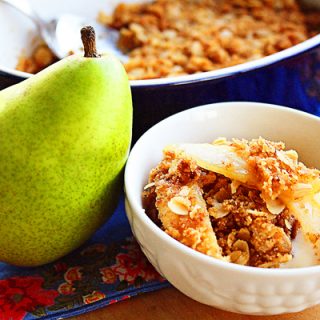 Pear Ginger Crisp with Vanilla Ice Cream