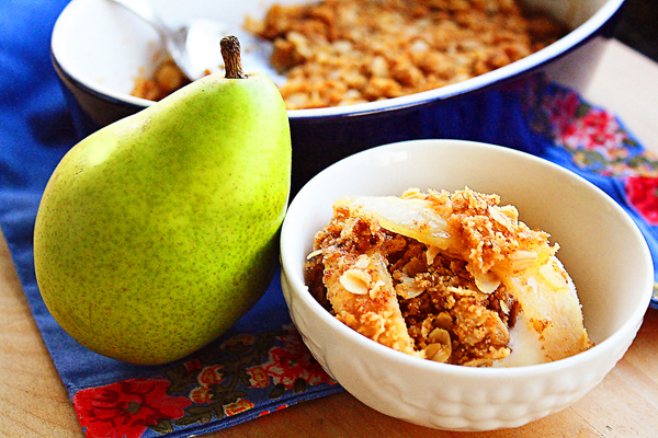 Pear Ginger Crisp with Vanilla Ice Cream