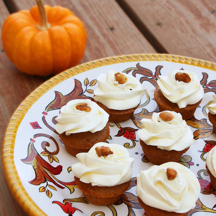 Pumpkin Walnut Cupcakes with Spiced Cream Cheese Frosting