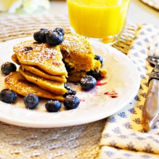 Spiced Pumpkin and Blueberry Pancakes