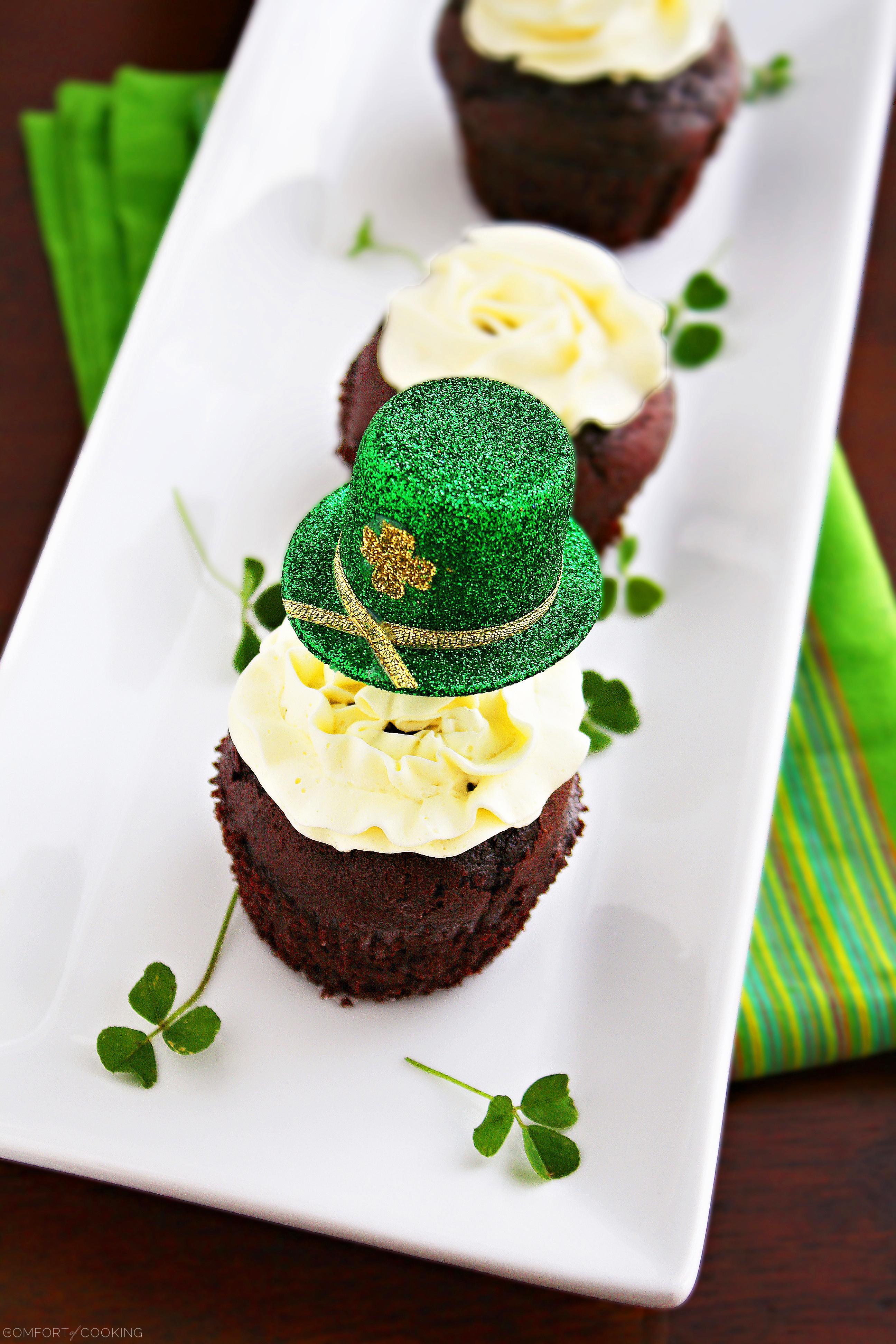 Chocolate Stout Cupcakes with Irish Whiskey Frosting
