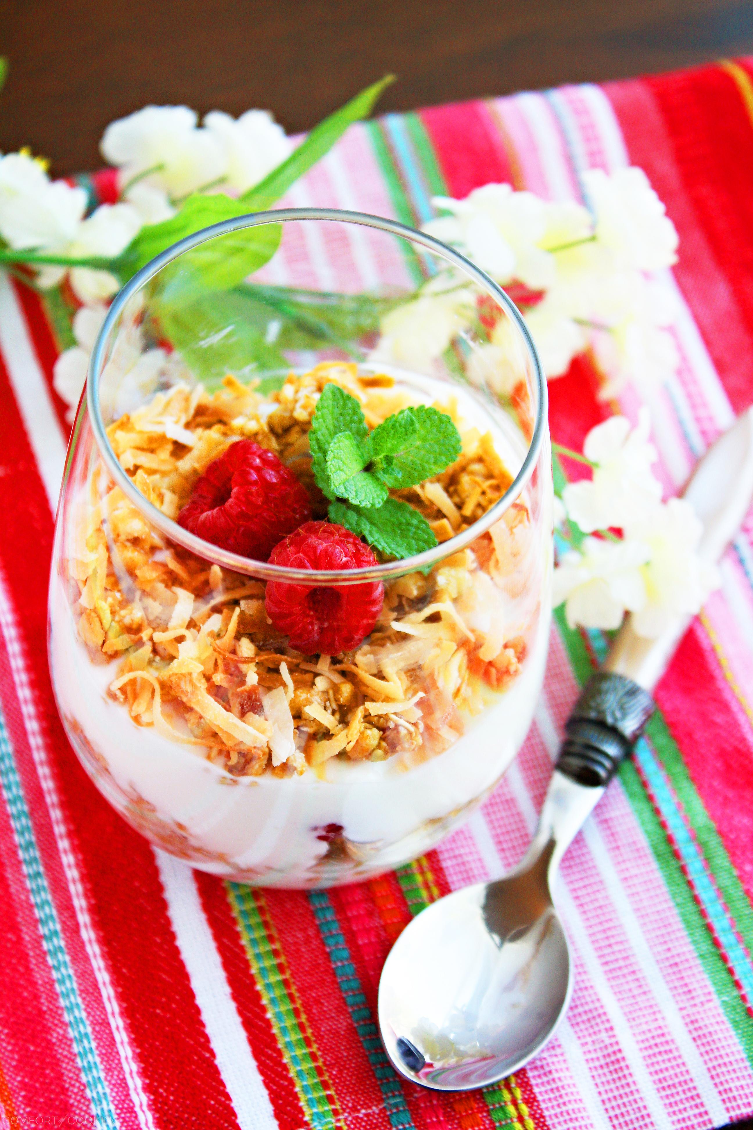 Coconut Granola, Yogurt and Fruit Parfaits