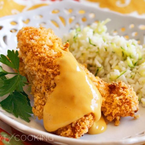 Honey-Dijon Chicken Tenders with Zucchini Rice