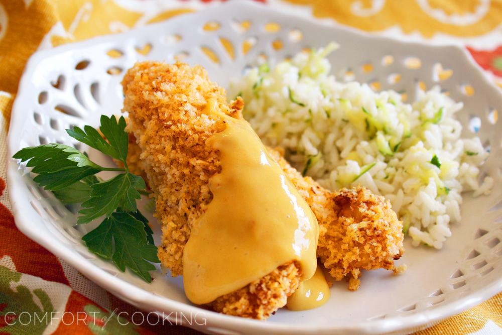 Honey-Dijon Chicken Tenders with Zucchini Rice