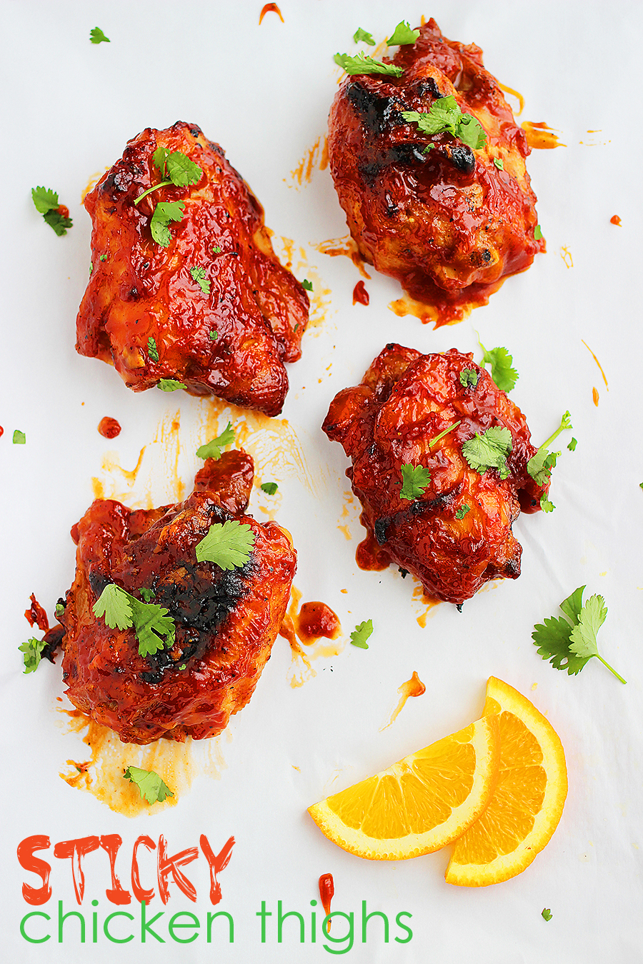 Sticky Orange Glazed Chicken Thighs