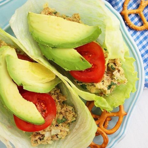 Avocado Tuna Salad Lettuce Wraps