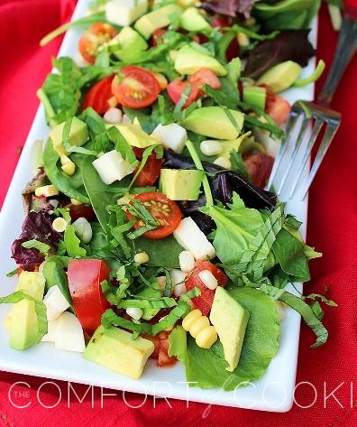 Tomato, Avocado, Corn and Basil Salad With Lemon-Balsamic Vinaigrette