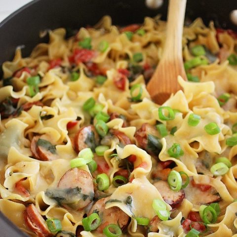Creamy Sausage and Spinach Pasta Skillet