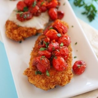 Crispy Parmesan Chicken with Balsamic Roasted Tomatoes