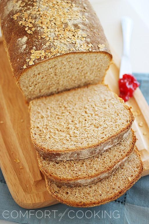 Easy Honey Whole Wheat Oat Bread - Lovely Little Kitchen