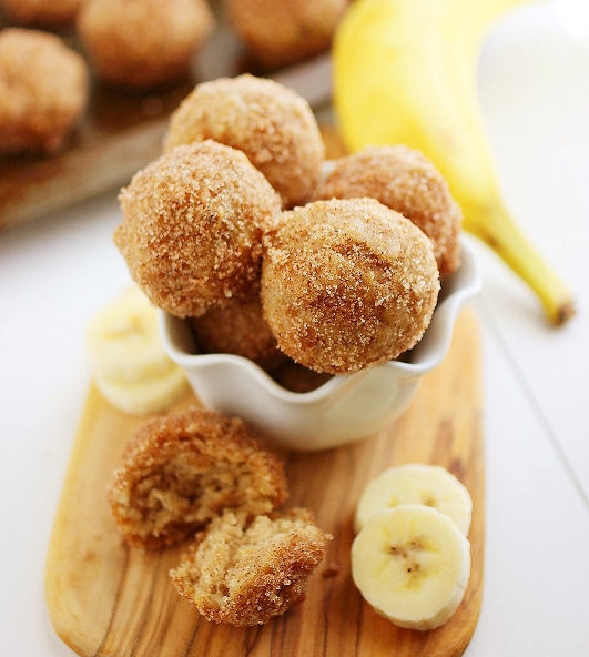 Baked Cinnamon-Sugar Banana Donut Holes