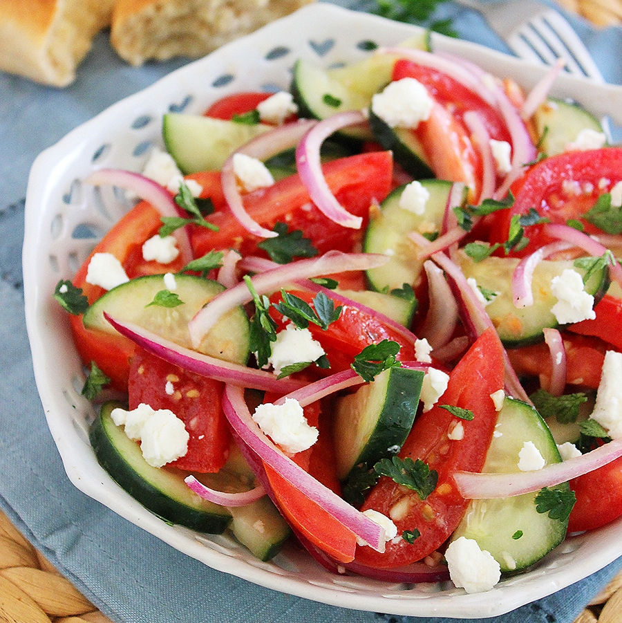 Easy Tomato, Cucumber and Red Onion Salad