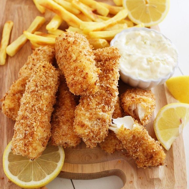 Crispy Baked Fish Sticks with Tartar Sauce