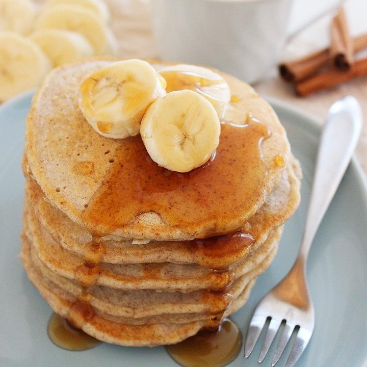 Whole Wheat Peanut Butter-Banana Pancakes