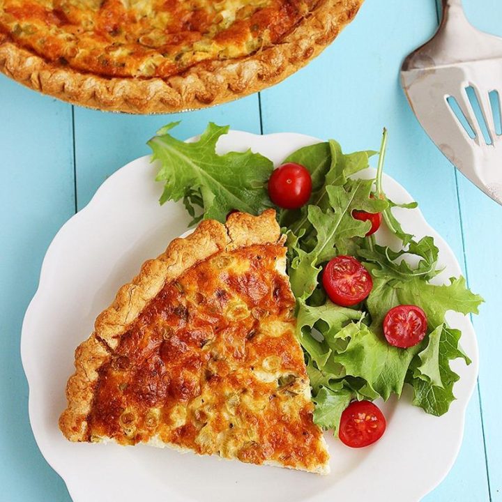 Cheesy Ham, Cheddar and Scallion Quiche