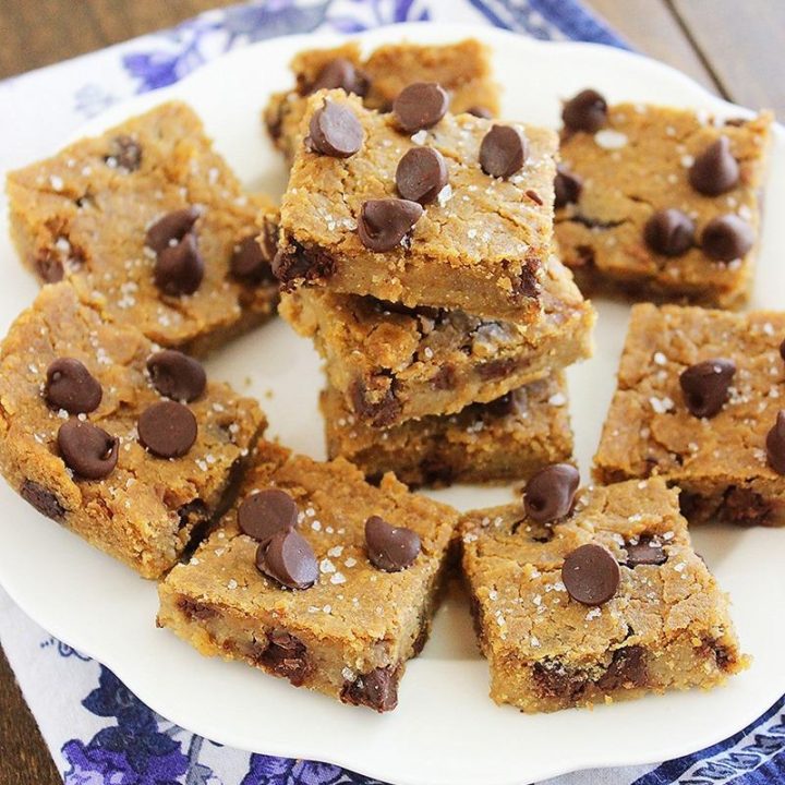 Flourless Chocolate Chip Chickpea Blondies with Sea Salt