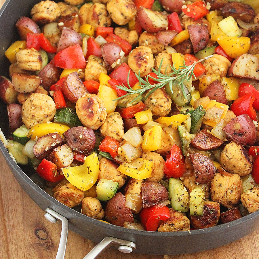 Summer Vegetable, Sausage and Potato Skillet