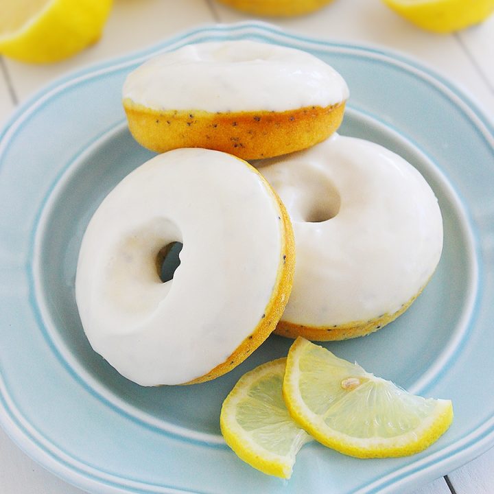 Lemon Poppy Seed Donuts with Vanilla Glaze