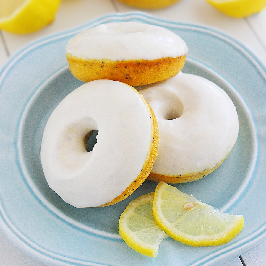 Lemon Poppy Seed Donuts with Vanilla Glaze