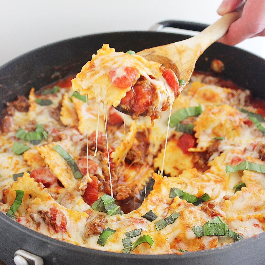 Cheesy Ravioli and Italian Sausage Skillet