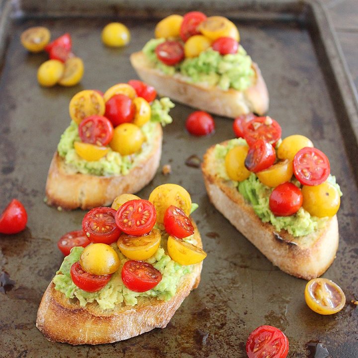 Smashed Avocado and Tomato Bruschetta