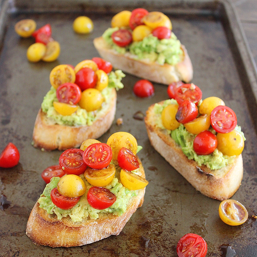 Smashed Avocado and Tomato Bruschetta