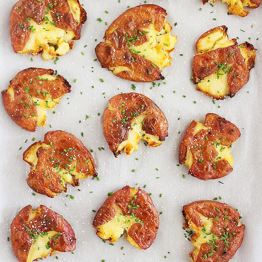 Crispy Salt and Vinegar Smashed Potatoes