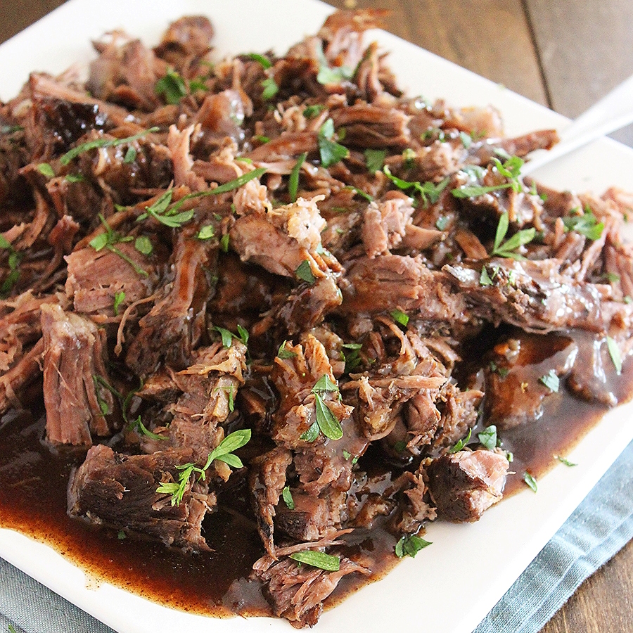 Slow Cooker Balsamic Glazed Roast Beef