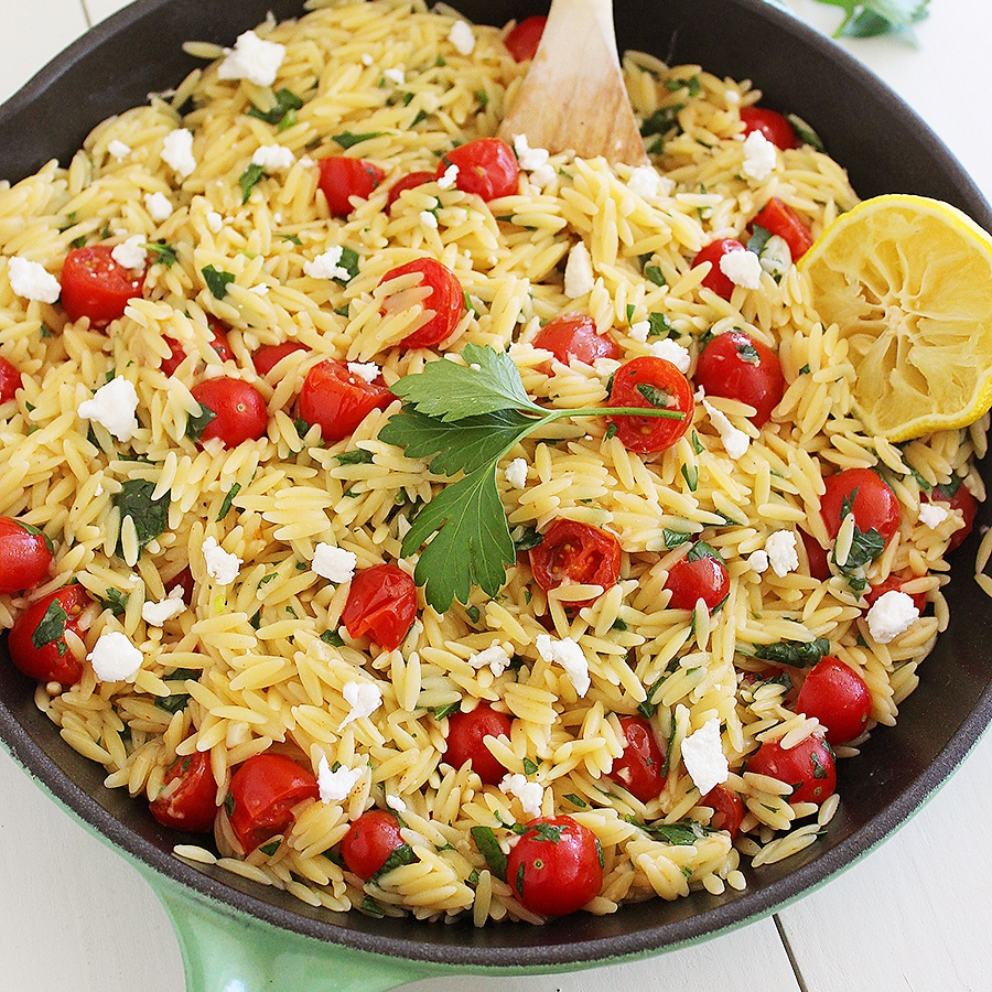 One-Pan Greek Orzo with Tomatoes and Feta