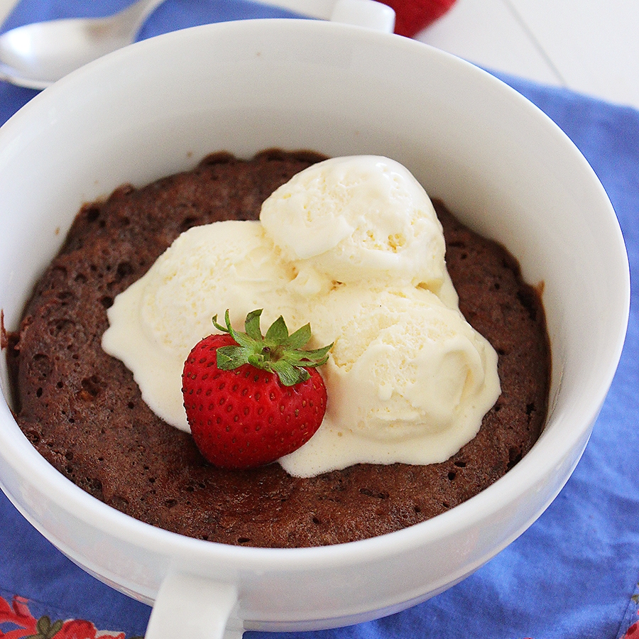 Microwave Chocolate Protein Mug Cake (3 Ingredients!)