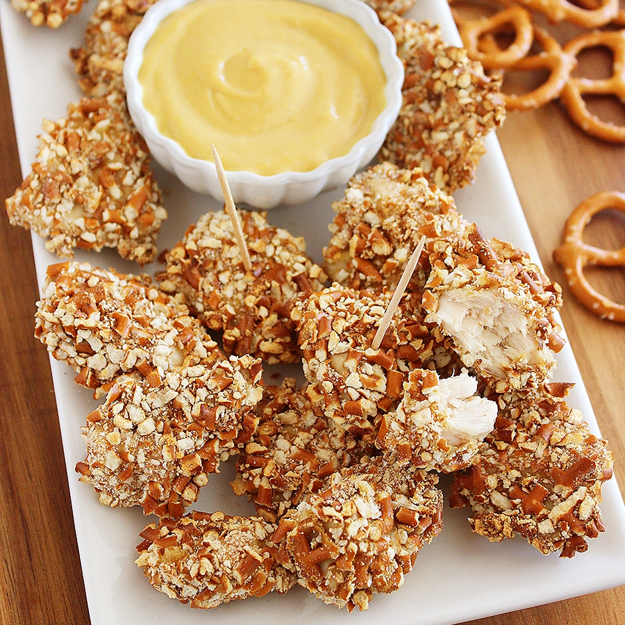 Honey Mustard Pretzel Chicken Bites