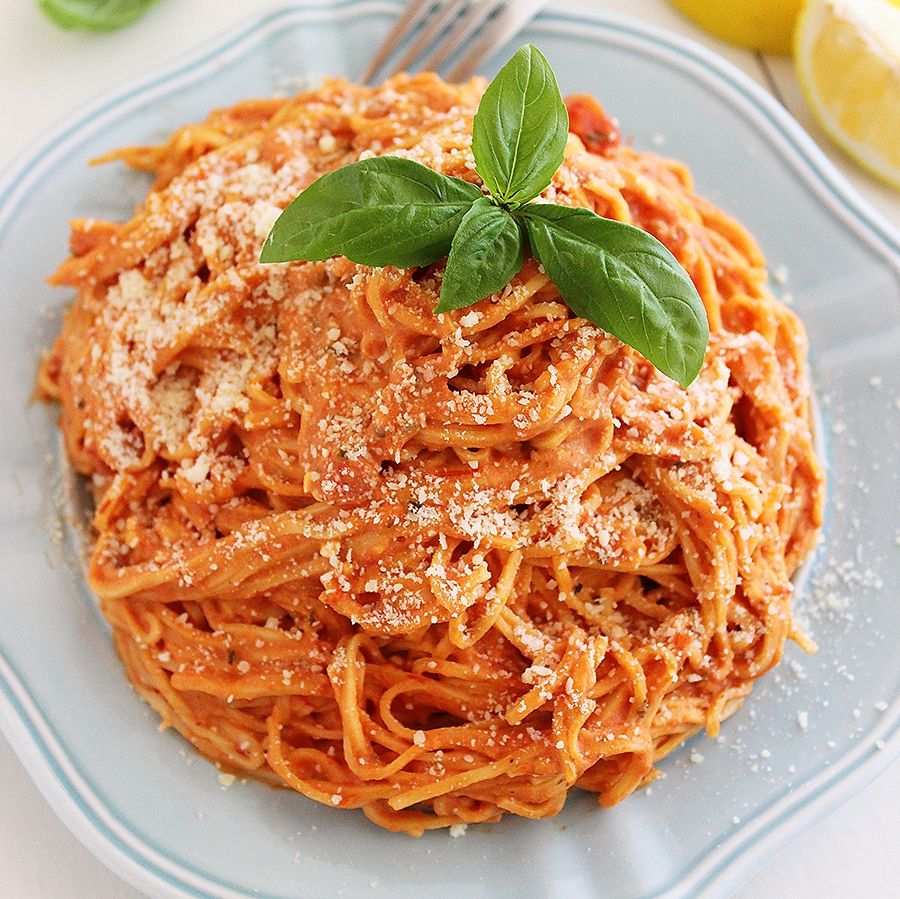 3-Ingredient Creamy Tomato Angel Hair Pasta