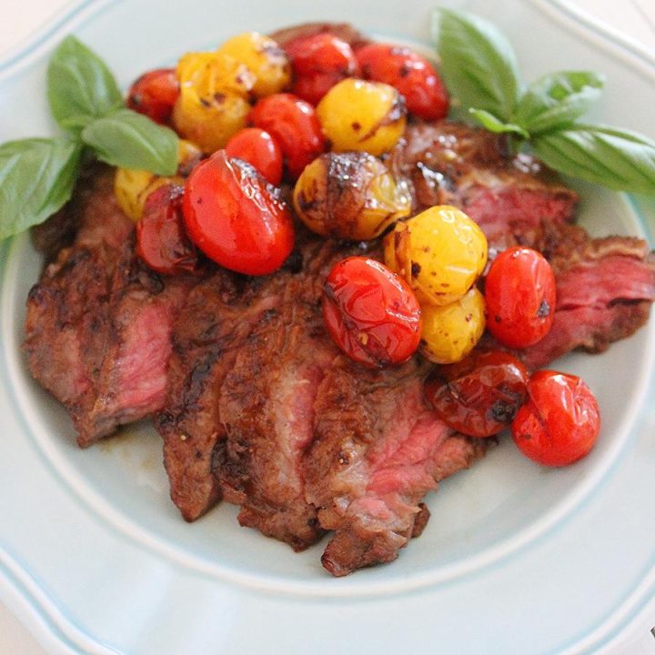 Skillet Skirt Steak with Balsamic Cherry Tomatoes