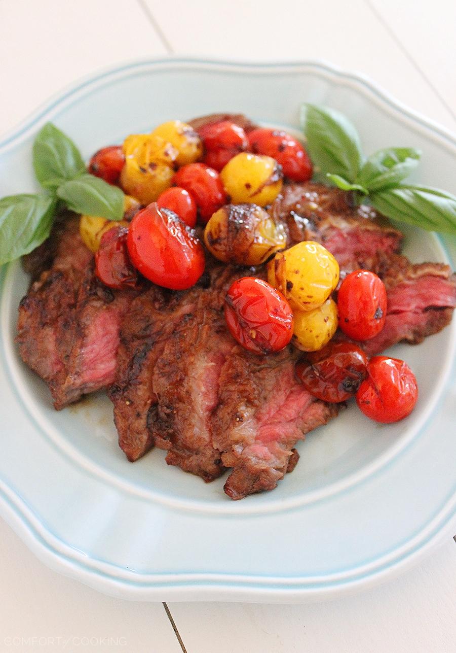 Skillet Skirt Steak with Balsamic Cherry Tomatoes