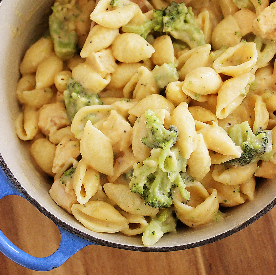 Creamy Broccoli Chicken Shells and Cheese