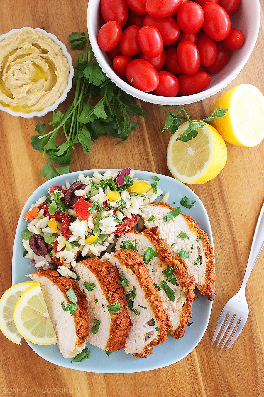 Baked HummusCrusted Lemon Chicken The Comfort of Cooking