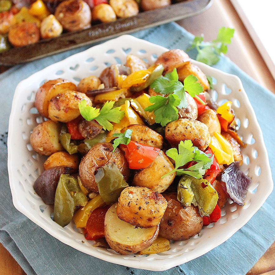 Roasted Chicken Sausage, Peppers and Potatoes