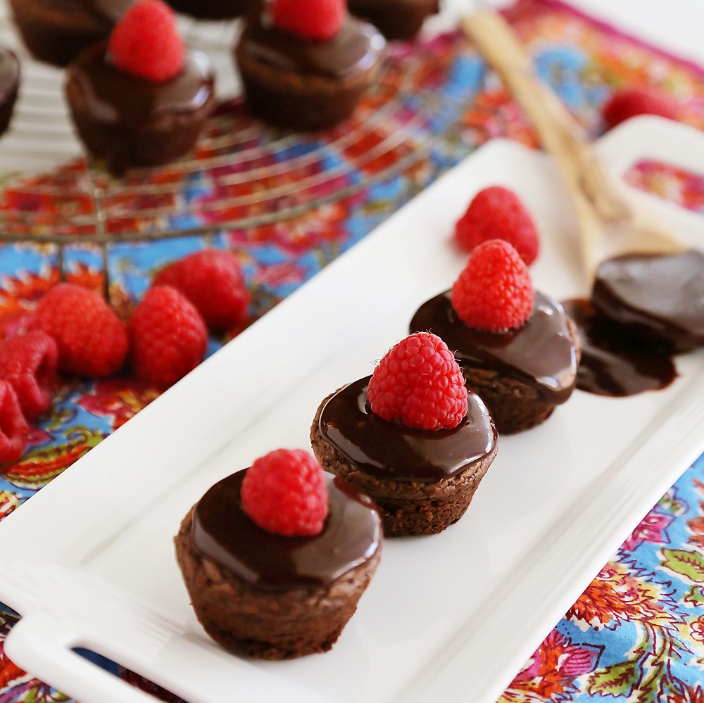 Easy Raspberry Ganache Brownie Bites